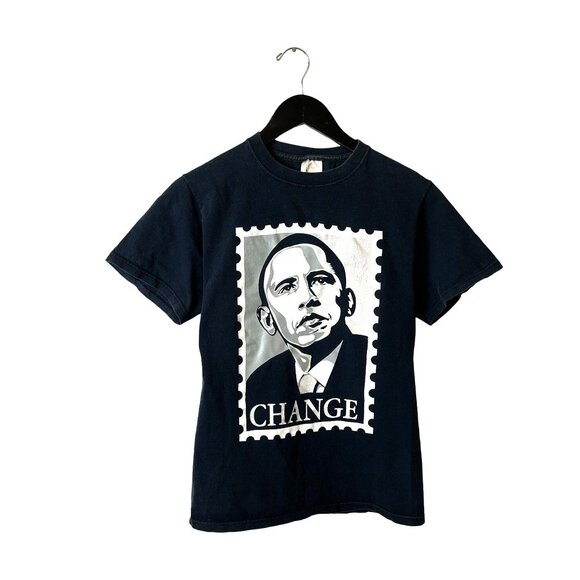 2008 Obama T Shirt Vintage Y2K Extra Small XS Adult Gray Graphic Rap Tee - Picture 1 of 14